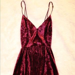 Velvet wine colored Urban Outfitters romper.
